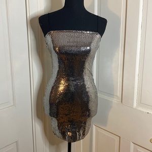 Silver Sequin Cocktail Dress